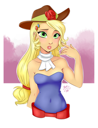 Size: 2000x2600 | Tagged: safe, artist:ponut_joe, applejack, human, eqg summertime shorts, equestria girls, g4, make up shake up, adorasexy, applejack is best facemaker, applejewel, bare shoulders, beautiful, belly button, body freckles, breasts, chest freckles, clothes, cute, dress, eyelashes, fall formal outfits, female, flower, freckles, hat, high res, jackabetes, light skin, lips, lipstick, looking at you, makeup, playing with hair, ponytail, rose, sexy, shoulder freckles, shoulderless, skintight clothes, sleeveless, solo, strapless, stupid sexy applejack