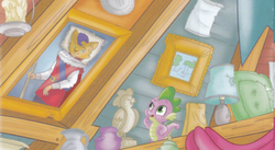 Size: 428x235 | Tagged: safe, capper dapperpaws, spike, abyssinian, dragon, anthro, g4, my little pony: the movie, capper's room, male, my little pony: the movie look & find