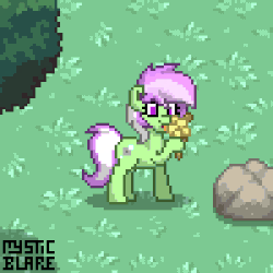 Size: 400x400 | Tagged: safe, artist:mystic blare, oc, oc only, oc:mint condition, pony, pony town, animated, food, gif, ice cream, pixel art, solo