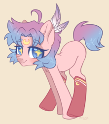 Size: 1024x1159 | Tagged: safe, artist:hawthornss, oc, pony, clothes, ear fluff, looking at you, smiling, socks, underhoof, wingding eyes