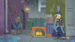 Size: 1920x1080 | Tagged: safe, screencap, sunset shimmer, cat, equestria girls, g4, monday blues, my little pony equestria girls: summertime shorts, clothes, hoodie, rain