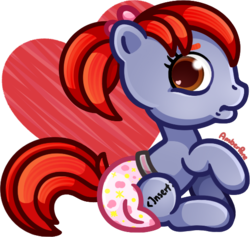 Size: 552x524 | Tagged: safe, artist:amberpone, oc, oc only, oc:luier, earth pony, pony, g3, g3.5, brown eyes, concerned, cute, cutie mark, diaper, digital art, drawing, eyebrows, female, filly, foal, frown, gift art, girly, heart, looking at you, mare, original art, paint tool sai, pegasister, pink diaper, ponysona, ponytail, red hair, red mane, rule 63, sad, simple background, sitting, stars, transparent background