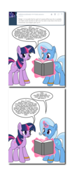 Size: 840x1856 | Tagged: safe, artist:dekomaru, trixie, twilight sparkle, pony, tumblr:ask twixie, g4, ask, female, lesbian, ship:twixie, shipping, tumblr