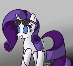 Size: 1024x922 | Tagged: safe, artist:genericmlp, rarity, pony, g4, female, gradient background, raised hoof, solo, sunglasses