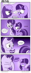 Size: 1480x3400 | Tagged: safe, artist:datapony, starlight glimmer, twilight sparkle, oc, alicorn, pony, g4, book, comic, facehoof, i can't believe it's not dori-to, magic, monochrome, silly, style emulation, that pony sure does love books, twilight sparkle (alicorn)