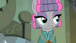 Size: 400x225 | Tagged: safe, edit, edited screencap, screencap, maud pie, pinkie pie, earth pony, pony, g4, rock solid friendship, animated, bed, bedroom, butts, clothes, deadpan snarker, duo, female, gif, hair curlers, help me, image macro, mare, meme, onesie, pajamas, pie sisters pajamas, sisters
