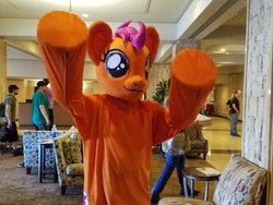 Size: 4032x3024 | Tagged: safe, artist:brassrobo, artist:vikingerik78, scootaloo, human, trotcon, g4, fursuit, irl, irl human, photo