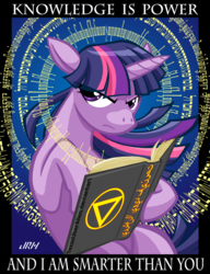 Size: 720x937 | Tagged: safe, artist:texasuberalles, twilight sparkle, pony, unicorn, g4, arabic, armenian, book, female, hebrew, korean, looking at you, mare, solo, tamil