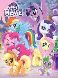 Size: 1536x2048 | Tagged: safe, applejack, fluttershy, pinkie pie, rainbow dash, rarity, spike, twilight sparkle, alicorn, dragon, pony, g4, my little pony: the movie, mane seven, mane six, twilight sparkle (alicorn)