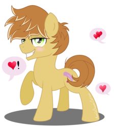 Size: 4702x5165 | Tagged: safe, artist:raspberrystudios, feather bangs, earth pony, pony, g4, absurd resolution, blushing, grin, heart, male, pose, simple background, smiling, solo, stallion, transparent background