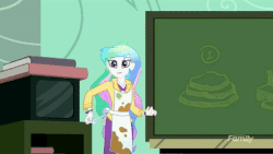 Size: 400x225 | Tagged: safe, screencap, princess celestia, principal celestia, equestria girls, g4, my little pony equestria girls: summertime shorts, subs rock, angry, animated, discovery family logo, female, gif