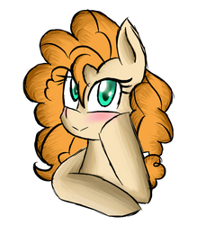 Size: 670x700 | Tagged: safe, artist:radek1212, pear butter, earth pony, pony, g4, the perfect pear, 30 minute art challenge, blushing, female, simple background, solo, white background