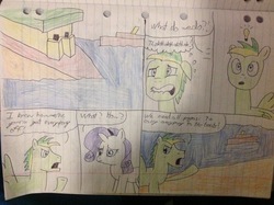 Size: 2592x1936 | Tagged: safe, artist:didgereethebrony, rarity, oc, oc:didgeree, pony, g4, lined paper, ship, sinking, sinking ship, traditional art