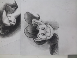 Size: 3264x2448 | Tagged: safe, artist:jchu9151, pinkie pie, earth pony, pony, g4, high res, irl, pencil drawing, photo, sideways image, solo, traditional art