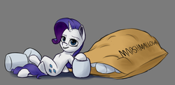 Size: 1567x765 | Tagged: safe, artist:deltauraart, rarity, pony, unicorn, g4, crossed legs, female, food, looking at you, mare, marshmallow, rarity is a marshmallow, simple background, solo