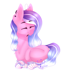 Size: 3287x3354 | Tagged: safe, artist:honeybbear, oc, oc only, oc:maria, earth pony, pony, clothes, eyes closed, female, high res, mare, prone, simple background, socks, solo, striped socks, transparent background