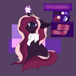 Size: 2560x2560 | Tagged: safe, artist:brokensilence, oc, oc only, oc:shadmene, pony, clothes, eyeshadow, female, high res, magic, makeup, mare, reference sheet, scarf, sitting, solo