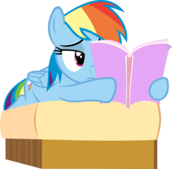 Size: 4500x4426 | Tagged: safe, artist:slb94, rainbow dash, pony, g4, the lost treasure of griffonstone, absurd resolution, book, bored, female, reading, simple background, solo, transparent background, vector