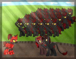 Size: 2560x1982 | Tagged: safe, artist:common_legion, oc, oc only, pony, armor, grass, legion, red and black oc