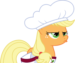 Size: 5000x4171 | Tagged: safe, artist:dashiesparkle, applejack, earth pony, pony, g4, the last roundup, absurd resolution, applejack is not amused, cherry sorter outfit, female, hat, mare, simple background, solo, transparent background, unamused, vector