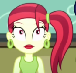 Size: 364x352 | Tagged: safe, screencap, rose heart, equestria girls, g4, my little pony equestria girls: summertime shorts, subs rock, cropped, ear piercing, earring, jewelry, lipstick, piercing