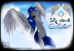 Size: 5000x3500 | Tagged: safe, artist:flareheartmz, oc, oc only, oc:skycloudglider, pegasus, pony, cloud, cutie mark, eyes closed, flying, solo