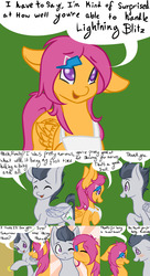 Size: 3750x6875 | Tagged: safe, artist:emiliearts, rumble, scootaloo, pony, comic:ask motherly scootaloo, g4, blushing, cast, cheek kiss, comic, female, hairpin, kissing, male, motherly scootaloo, ship:rumbloo, shipping, straight
