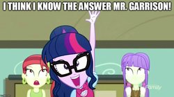 Size: 888x499 | Tagged: safe, edit, edited screencap, screencap, rose heart, sci-twi, starlight, twilight sparkle, equestria girls, g4, my little pony equestria girls: summertime shorts, subs rock, female, glasses, image macro, meme, nerd, south park, south park: bigger longer and uncut