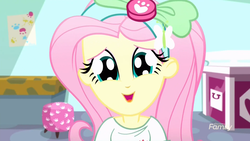 Size: 1920x1080 | Tagged: safe, screencap, fluttershy, equestria girls, g4, my little pony equestria girls: summertime shorts, pet project, bow, cute, female, shyabetes, solo