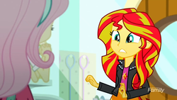 Size: 1920x1080 | Tagged: safe, screencap, fluttershy, sunset shimmer, equestria girls, g4, my little pony equestria girls: summertime shorts, pet project, female