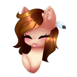Size: 1000x1000 | Tagged: safe, artist:lnspira, oc, oc only, oc:butterscotch, pony, bust, female, mare, portrait, simple background, solo, tongue out, transparent background