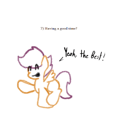 Size: 750x750 | Tagged: safe, artist:hi-scootaloo, scootaloo, pegasus, pony, ask factory scootaloo, g4, animated, factory scootaloo, female, gif, smiling, text