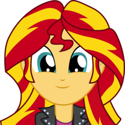 Size: 6843x6804 | Tagged: safe, artist:paganmuffin, sunset shimmer, equestria girls, g4, my little pony equestria girls: summertime shorts, pet project, absurd resolution, clothes, cute, female, looking at you, shimmerbetes, simple background, smiling, solo, transparent background, vector
