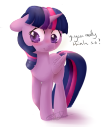 Size: 2193x2513 | Tagged: safe, artist:pucksterv, twilight sparkle, alicorn, pony, g4, blushing, cute, dialogue, female, high res, simple background, solo, twiabetes, twilight sparkle (alicorn)