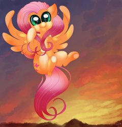 Size: 2049x2130 | Tagged: safe, artist:ponycide, fluttershy, pony, g4, cute, female, flying, full body, high res, looking at you, shyabetes, smiling, solo, spread wings, wings