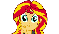 Size: 8908x5125 | Tagged: safe, artist:keronianniroro, sunset shimmer, eqg summertime shorts, equestria girls, g4, pet project, absurd resolution, female, looking at you, simple background, smiling, solo, transparent background, vector