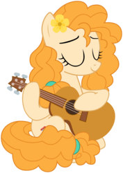 Size: 1976x2788 | Tagged: safe, artist:sonofaskywalker, pear butter, earth pony, pony, g4, the perfect pear, acoustic guitar, eyes closed, female, guitar, mare, musical instrument, simple background, smiling, solo, transparent background, vector