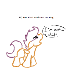 Size: 750x750 | Tagged: safe, artist:hi-scootaloo, scootaloo, pegasus, pony, ask factory scootaloo, g4, animated, factory scootaloo, female, gif, text