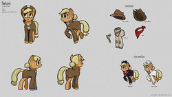 Size: 5120x2880 | Tagged: safe, artist:mozgan, applejack, earth pony, pony, fallout equestria, g4, concept art, fanfic, fanfic art, female, hat, hooves, mare, ministry mares, ministry of wartime technology, solo