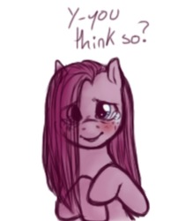 Size: 553x683 | Tagged: safe, artist:breezietype, pinkie pie, earth pony, pony, g4, blushing, crying, cute, female, looking at you, pinkamena diane pie, simple background, solo, talking to viewer, white background