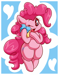 Size: 2577x3249 | Tagged: safe, artist:graphene, pinkie pie, earth pony, pony, g4, atg 2017, cupcake, cute, diapinkes, female, food, high res, mare, newbie artist training grounds, smiling, solo