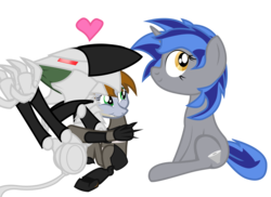 Size: 3300x2400 | Tagged: safe, artist:aaronmk, oc, oc:homage, oc:littlepip, oc:murky, pony, unicorn, fallout equestria, crossover, fanfic, fanfic art, female, heart, high res, horn, mare, metal gear, metal gear rising, raiden, simple background, transparent background