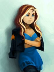 Size: 600x800 | Tagged: safe, artist:vagrant-angel, sunset shimmer, equestria girls, g4, clothes, female, jacket, solo