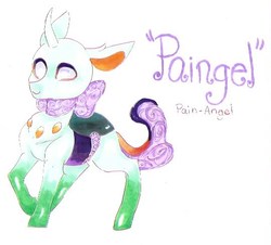 Size: 540x488 | Tagged: safe, artist:frozensoulpony, oc, oc only, oc:lycaena, changedling, changeling, changepony, changeling oc, female, offspring, parent:thorax, solo, traditional art
