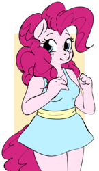 Size: 1310x2257 | Tagged: safe, artist:breezietype, artist:hattsy, pinkie pie, earth pony, anthro, g4, clothes, cute, diapinkes, dress, female, mare, solo