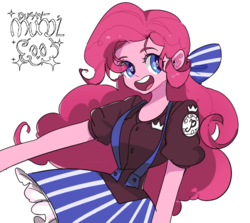 Size: 719x642 | Tagged: safe, artist:dusty-munji, pinkie pie, equestria girls, bow, clothes, cute, diapinkes, female, hair bow, heart eyes, looking at you, open mouth, simple background, skirt, smiling, solo, white background, wingding eyes