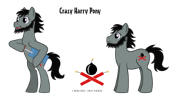 Size: 2100x1222 | Tagged: safe, artist:lonewolf3878, earth pony, pony, beard, bomb, crazy harry, dynamite, explosives, facial hair, ponified, simple background, solo, the muppets, transparent background, weapon