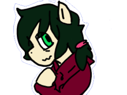 Size: 256x192 | Tagged: safe, artist:shpace, oc, oc only, oc:floor bored, earth pony, pony, clothes, hair tie, hoodie, looking back, ponytail, simple background, solo, transparent background