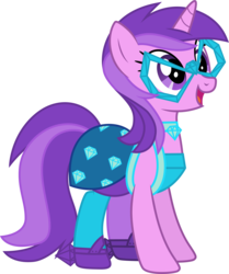 Size: 3001x3594 | Tagged: safe, artist:cloudy glow, amethyst star, sparkler, pony, unicorn, g4, clothes, dress, female, glasses, high res, mare, open mouth, simple background, smiling, solo, transparent background, vector