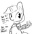 Size: 1650x1650 | Tagged: safe, artist:tjpones, lyra heartstrings, pony, unicorn, g4, amputee, dialogue, ear fluff, female, grayscale, implied bon bon, mechanical hands, monochrome, offscreen character, prosthetic limb, prosthetics, simple background, solo, white background